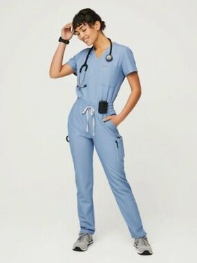 Figs Heather Indigo Scrub Set